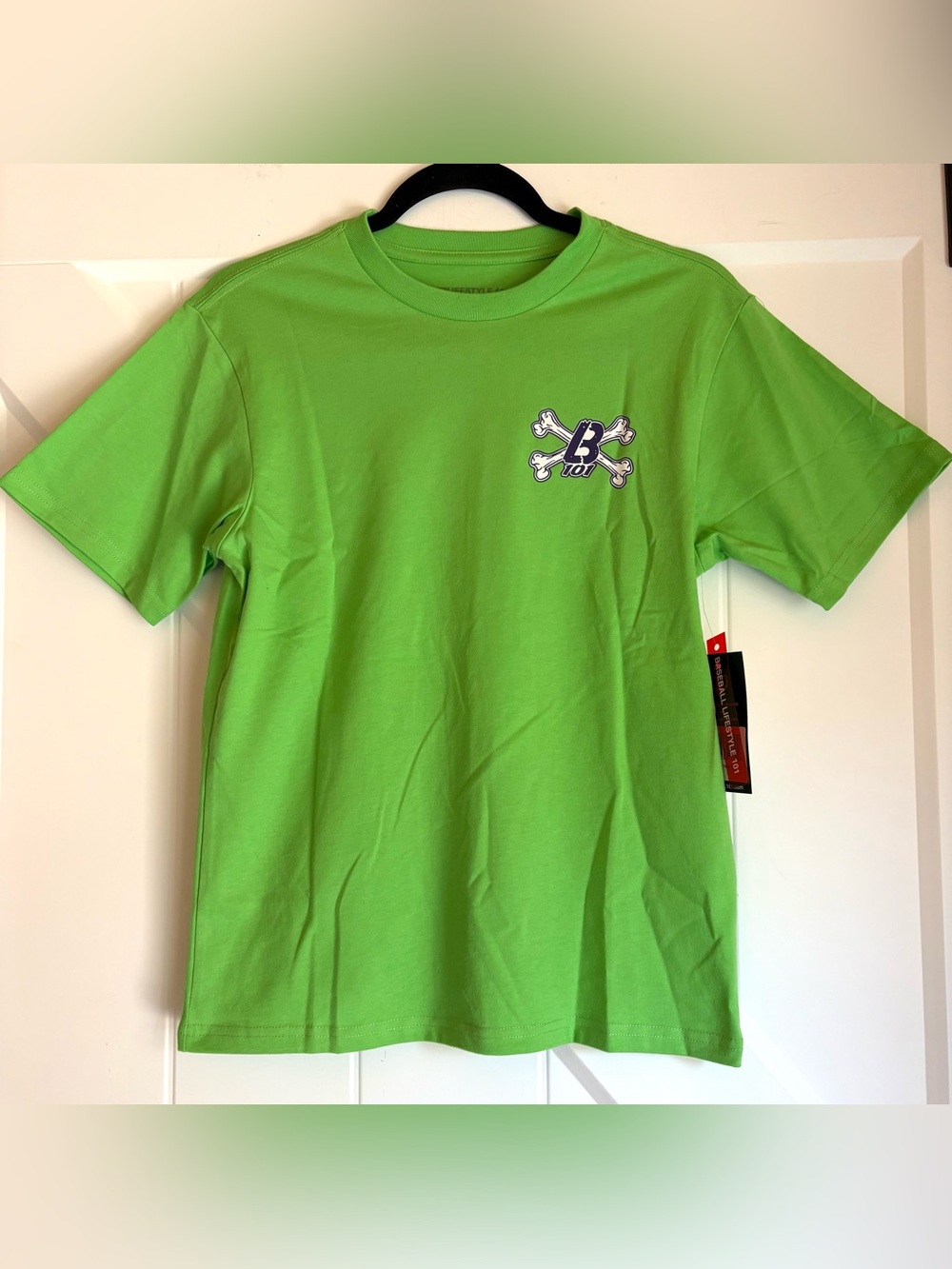 NWT Baseball Lifestyle 101 Youth Large Green Bone Tee BSBL101